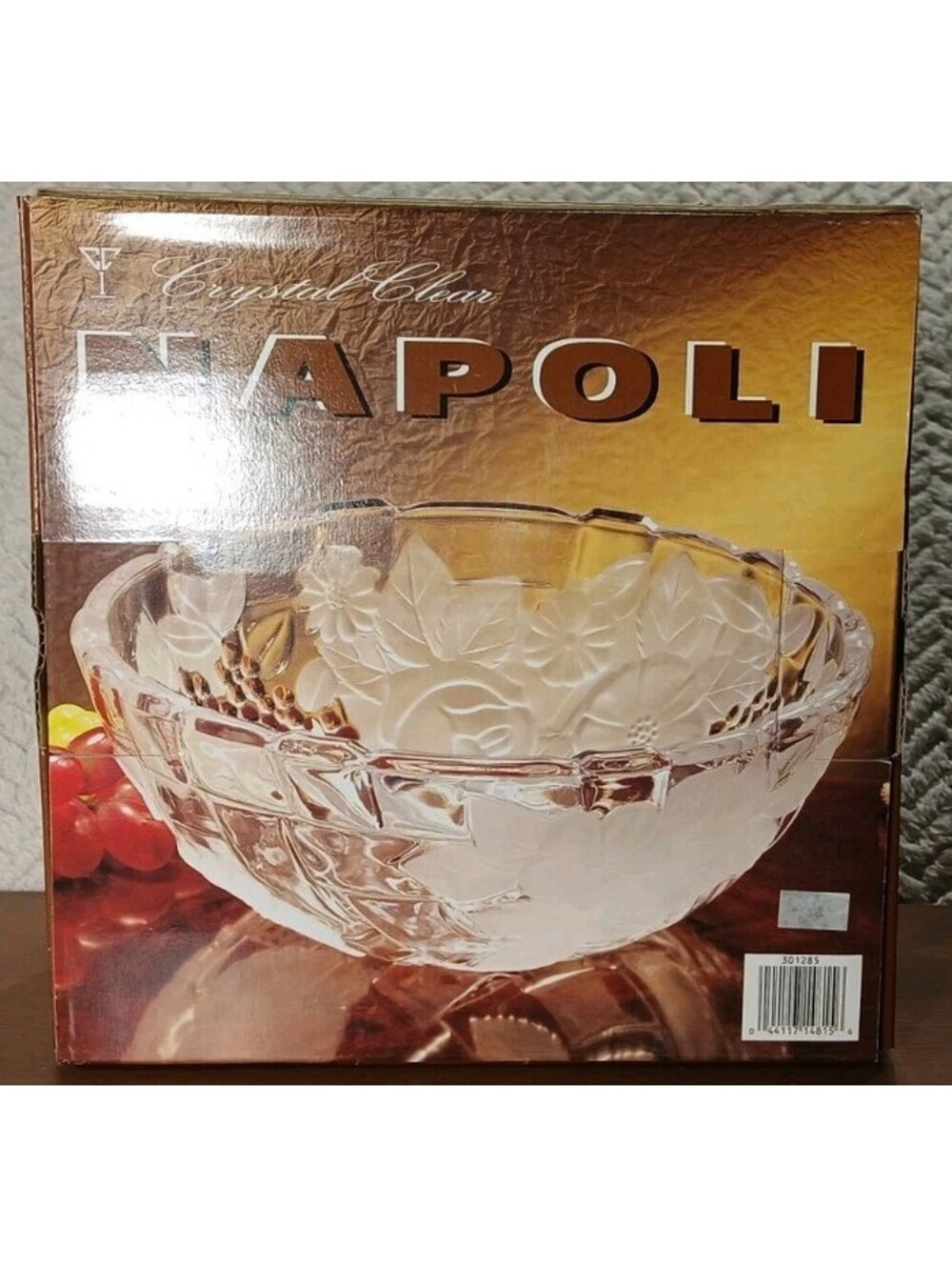 Napoli - Frosted Crystal - 9.5" Bowl - Floral Pattern - 301285 - Made In Japan